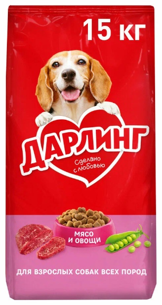 Корм Darling Мясо и овощи для взрослых всех пород 15 кг