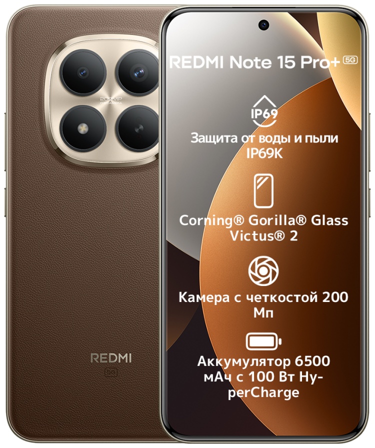 Смартфон Xiaomi Redmi Note 15 Pro Plus 8/256Gb Brown