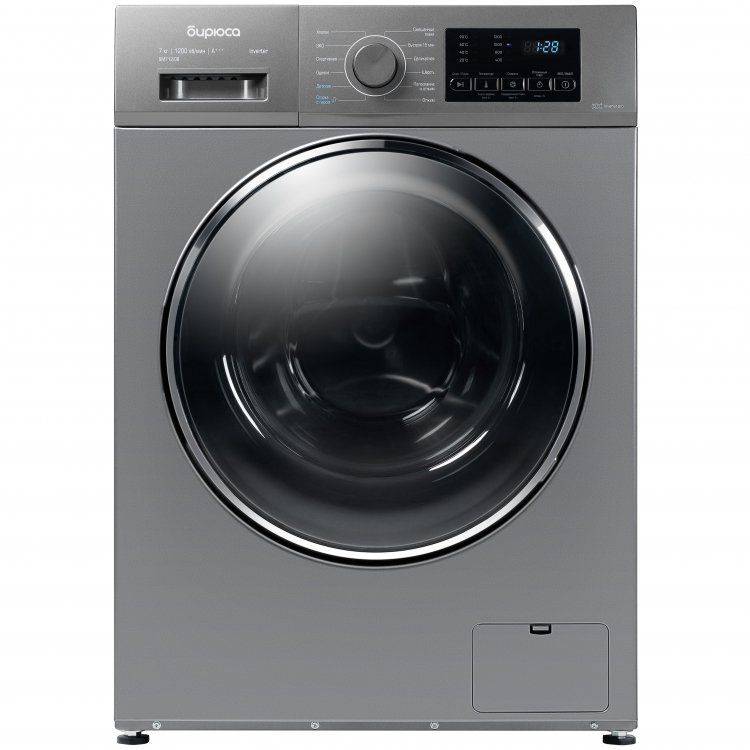 Стиральная машина Бирюса WM-SM712/08 S узкая инвертор 7кг хромированный металлик