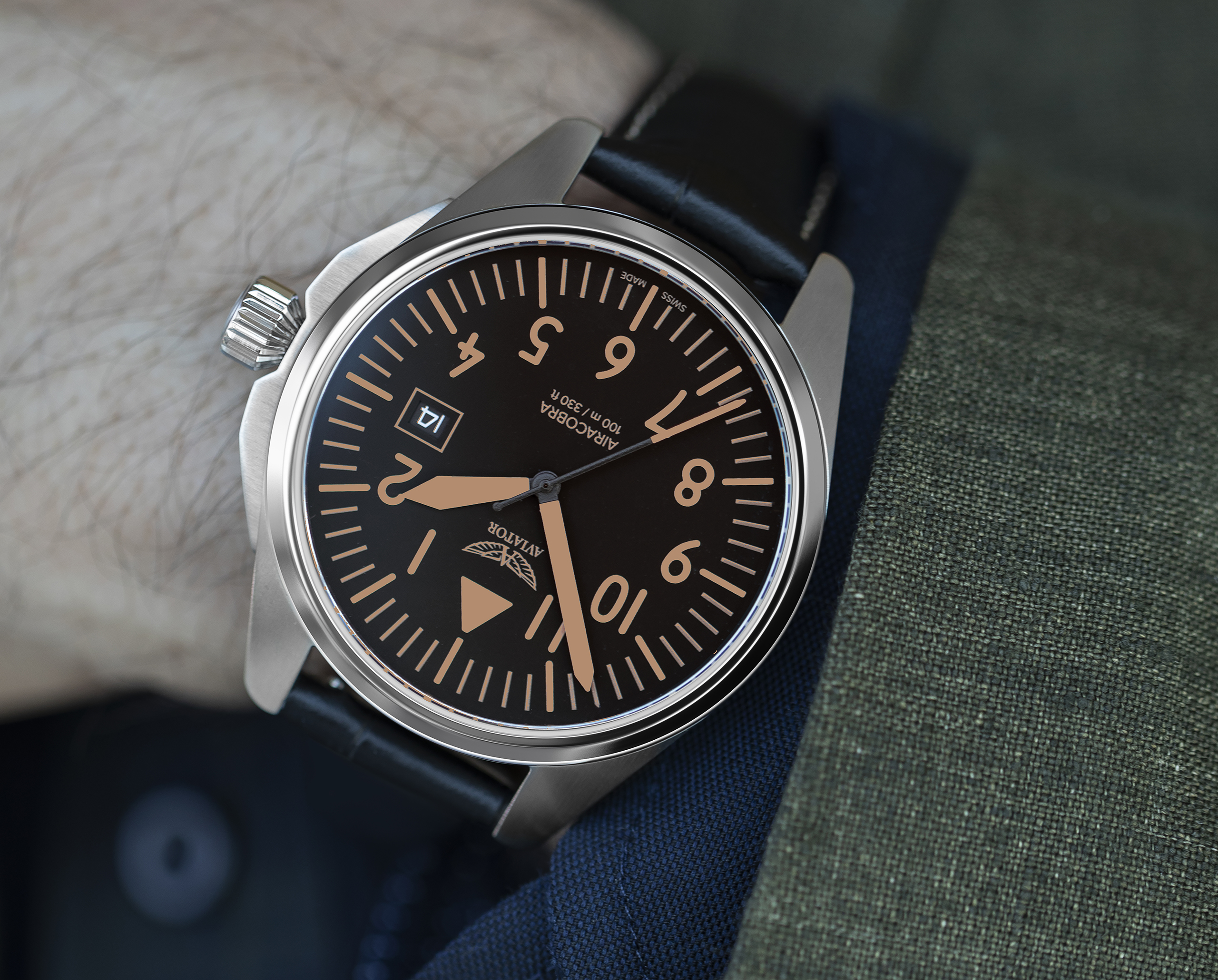 Чаcы кварцевые AVIATOR AIRACOBRA TYPE A V.1.38.0.316.4 мужские