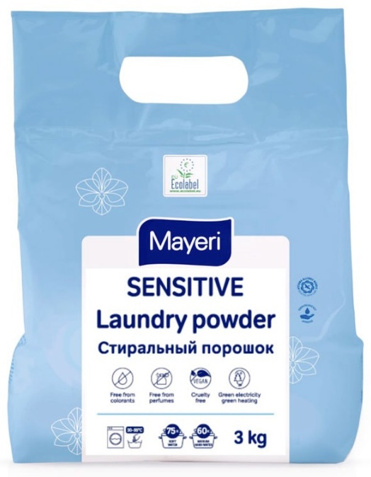 Порошок для стирки белья универсальный 3кг Sensitive Mayeri