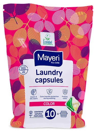 Капсулы для стирки цветного белья дойпак  10шт All-Care Mayeri